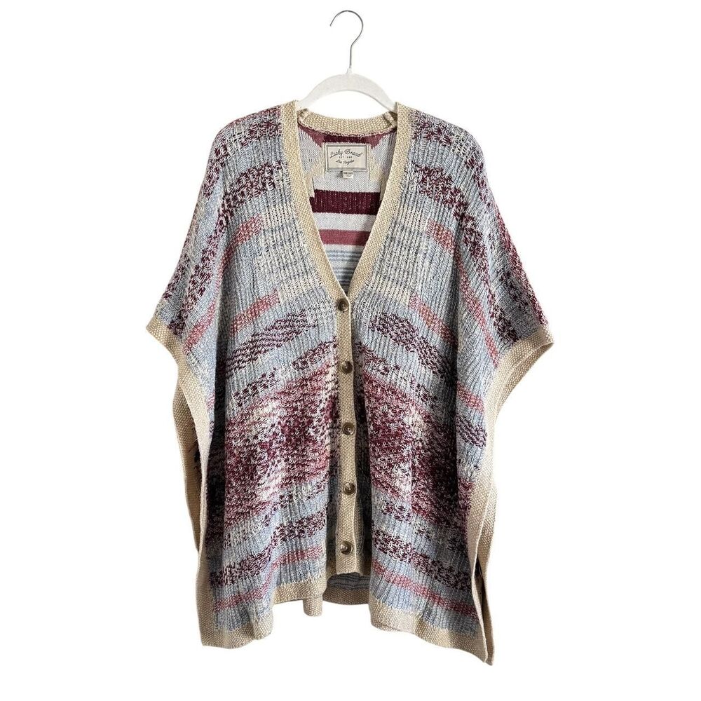 Lucky-brand Western Aztec Poncho Sweater One Size